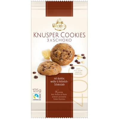 Wicklein Knusper Cookies 3Fach schokoladig 125g
