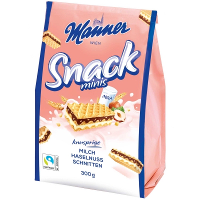  Manner Snack Minis Milch Haselnuss Schnitten 300g 