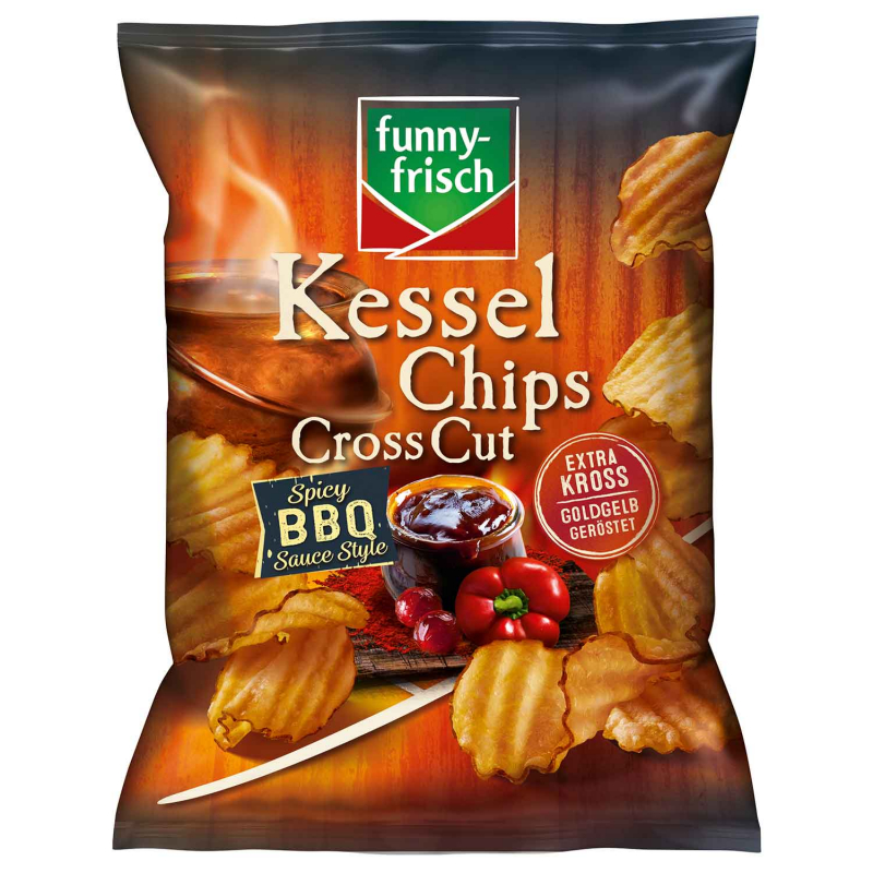  funny-frisch Kessel Chips Cross Cut Spicy BBQ Sauce Style 120g 