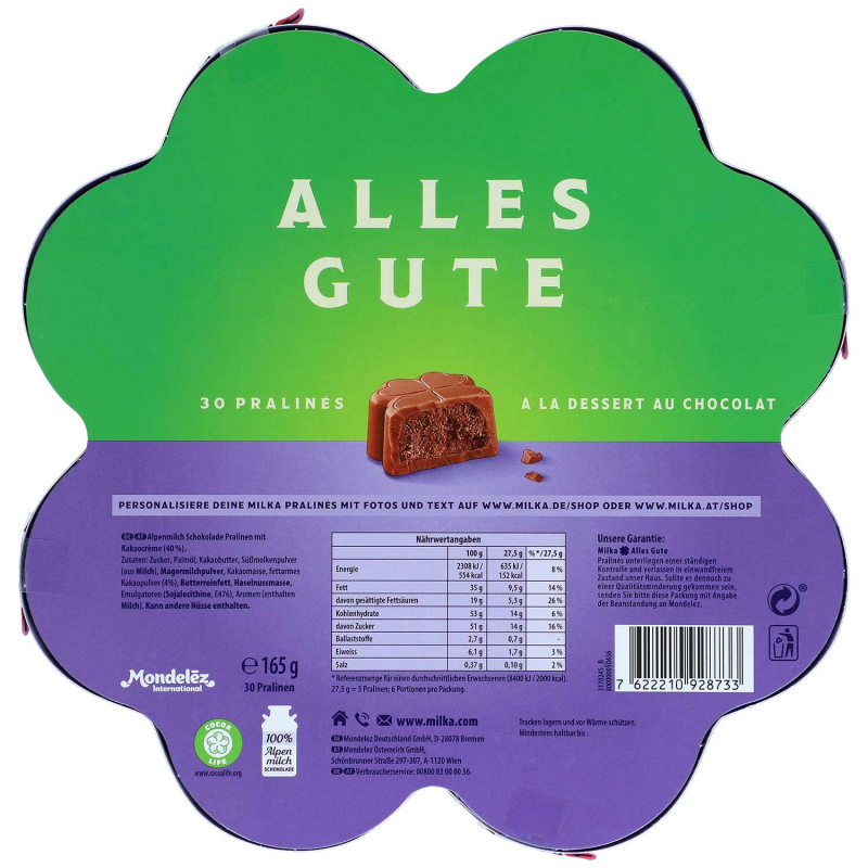  Milka 'Alles Gute' Pralinés à la Dessert au Chocolat 165g 
