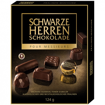  Schwarze Herren Schokolade Feinste dunkle Pralinés 124g 