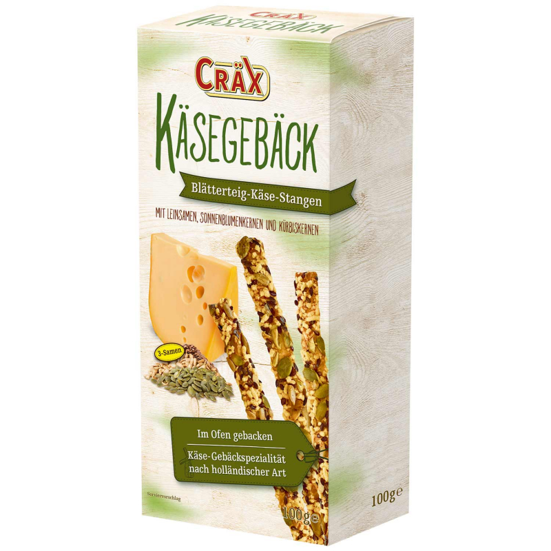  Cräx Käsegebäck Blätterteig-Käse-Stangen 3 Samen 100g 