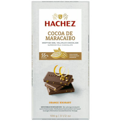 Hachez Cocoa de Maracaibo Orange Krokant 55% Kakao 10x100g