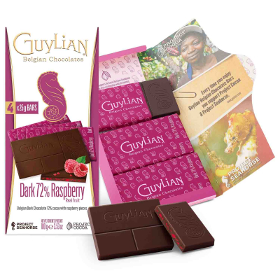  GuyLian Tablets Raspberry 72% Cocoa 4x25g 