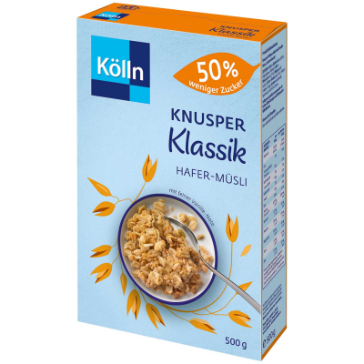  Kölln Hafer-Müsli Knusper Klassik 50% weniger Zucker 500g 