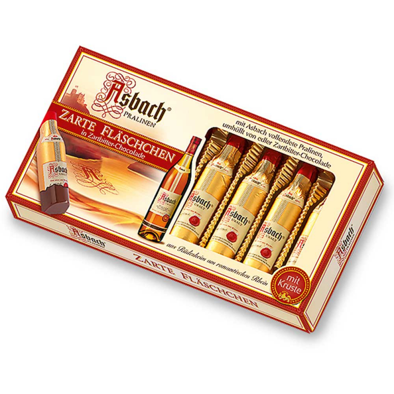  Asbach Pralinen Zarte Fläschchen Zartbitter mit Kruste 100g 