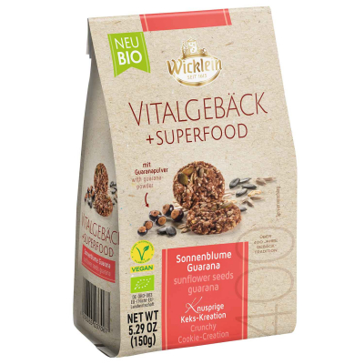  Wicklein Bio Vitalgebäck + Superfood Sonnenblume Guarana vegan 150g 
