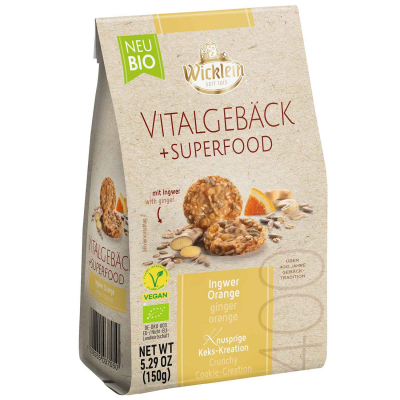  Wicklein Bio Vitalgebäck + Superfood Ingwer Orange vegan 150g 