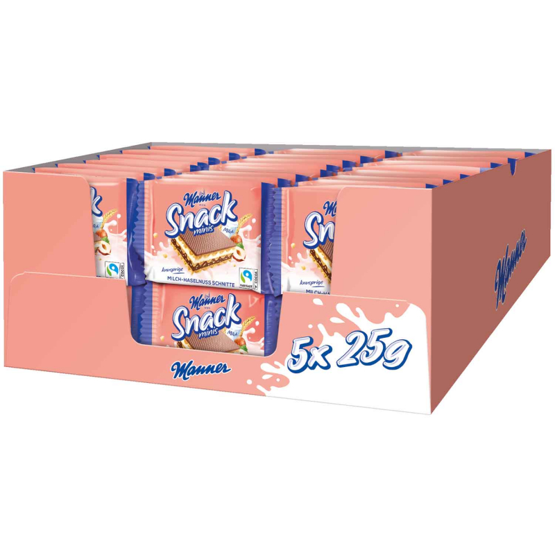  Manner Snack Minis Milch Haselnuss Schnitten 5x25g 