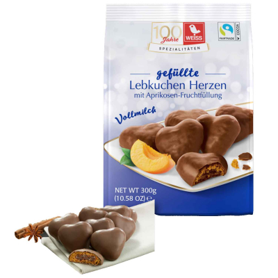  Weiss Gefüllte Lebkuchen Herzen Aprikose Vollmilch 300g 