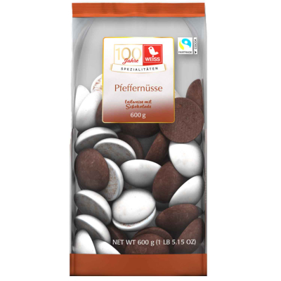  Weiss Pfeffernüsse teilschokoliert 600g 