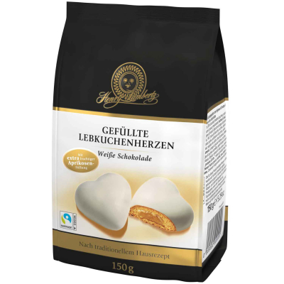  Henry Lambertz Gefüllte Lebkuchenherzen Weiße Schokolade 150g 