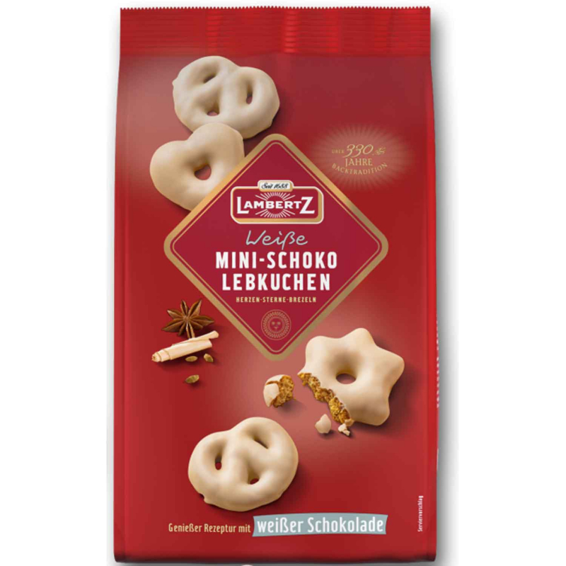  Lambertz Mini Schoko Lebkuchen Weiße Schokolade 300g 