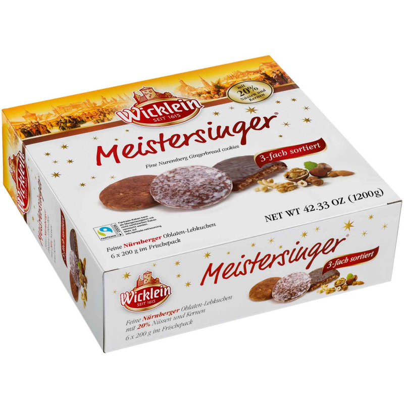  Wicklein Meistersinger Feine Nürnberger Oblaten-Lebkuchen 3-fach sortiert 6x200g 