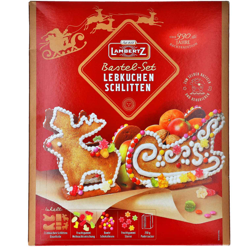  Lambertz Lebkuchen-Schlitten Bastel-Set 828g 
