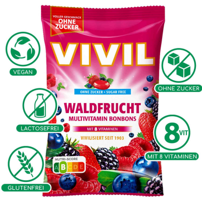  Vivil Multivitamin Bonbons Waldfrucht ohne Zucker 120g 