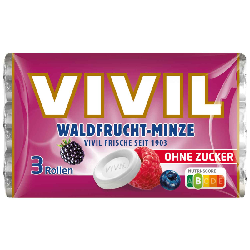  Vivil Waldfrucht-Minze ohne Zucker 3er 