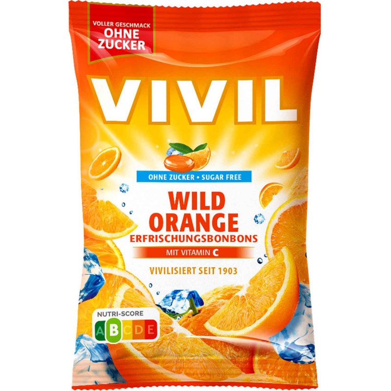  Vivil Erfrischungsbonbons Wild Orange ohne Zucker 120g 