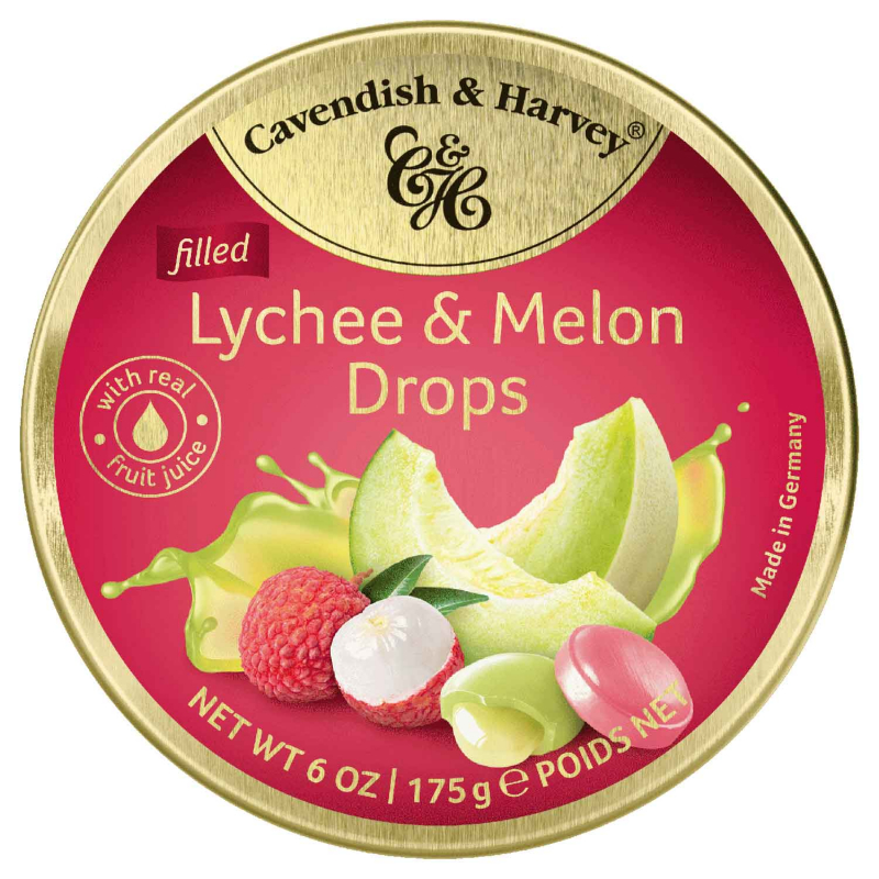  Cavendish & Harvey Filled Lychee & Melon Drops 175g 