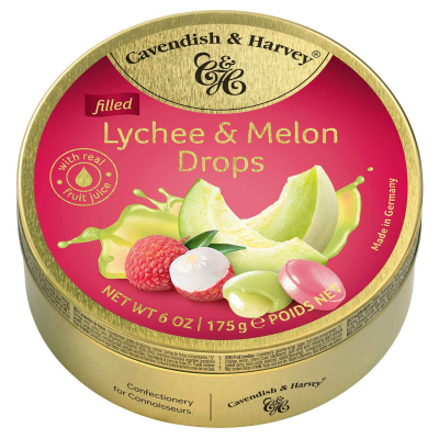  Cavendish & Harvey Filled Lychee & Melon Drops 175g 
