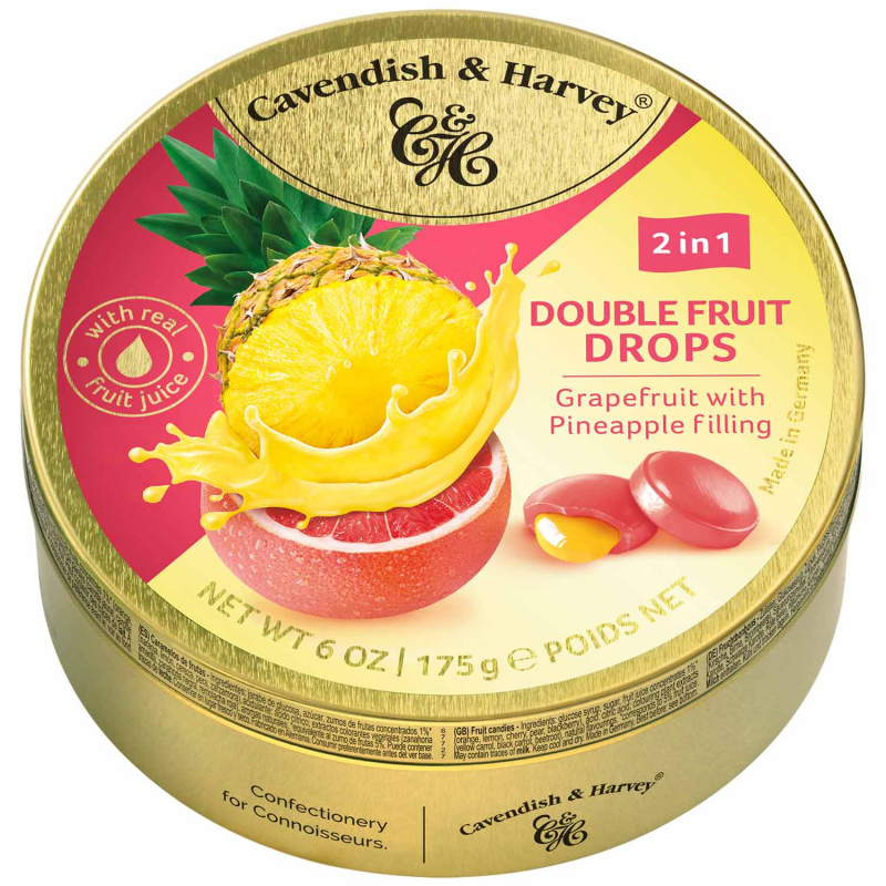  Cavendish & Harvey Double Fruit Drops Grapefruit with Pineapple Filling 175g 