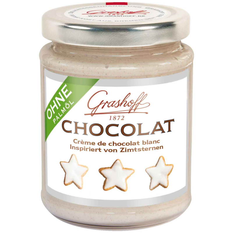  Grashoff Chocolat Crème de chocolat blanc Inspiriert von Zimtsternen 235g 