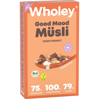  Wholey Good Mood Müsli Choc Peanut Bio 375g 