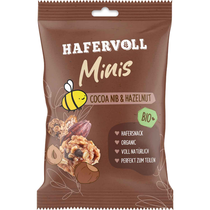  Hafervoll Minis Cocoa Nib & Hazelnut Bio 65g 