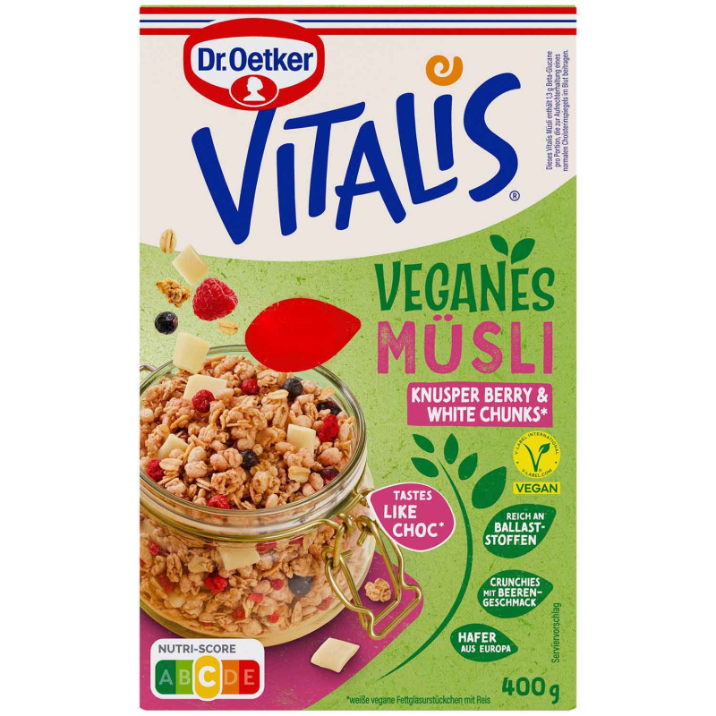  Vitalis Veganes Müsli Knusper Berry & White Chunks 400g 