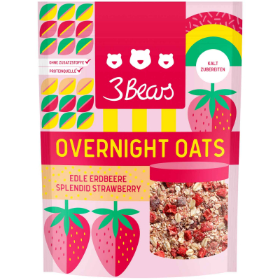  3Bears Overnight Oats Edle Erdbeere 400g 