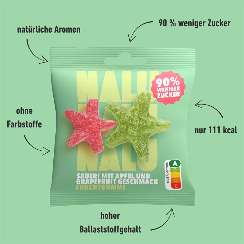  NALU Sauer Apfel & Grapefruit Seesterne 50g 