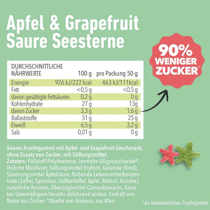  NALU Sauer Apfel & Grapefruit Seesterne 50g 
