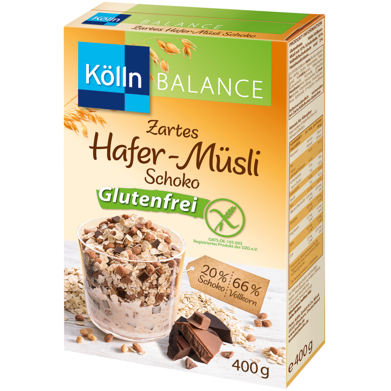 Kölln Glutenfreies Hafer-Müsli Schoko 400g 