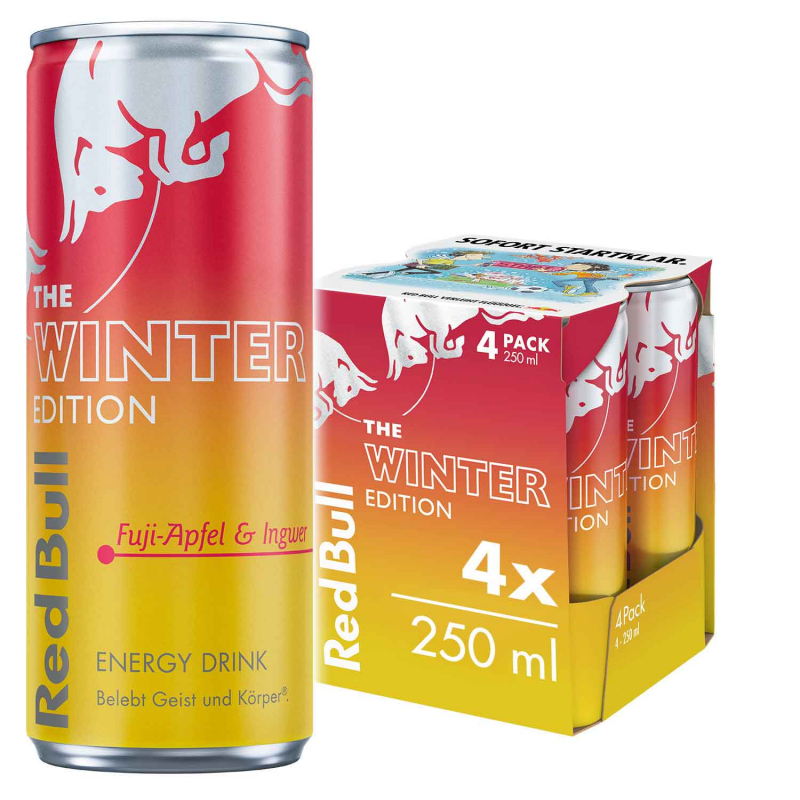  Red Bull Energy Drink Winter Edition Fuji-Apfel & Ingwer 4x250ml 