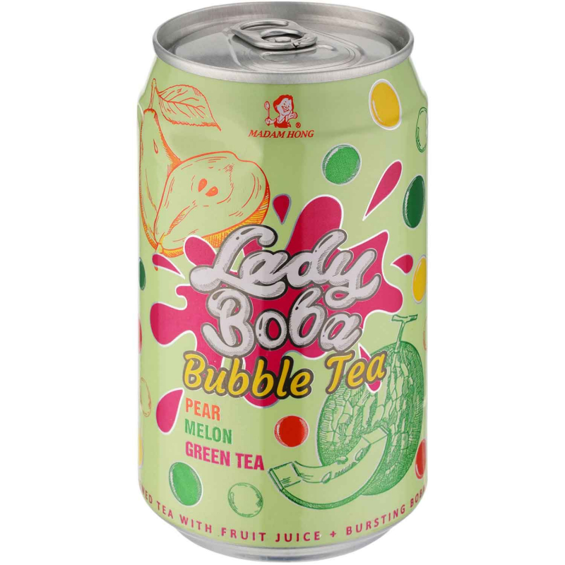  Madam Hong Lady Boba Bubble Tea Pear Melon Green Tea 320ml 