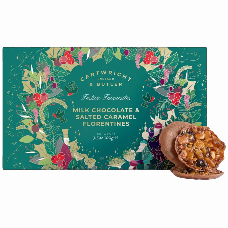  Cartwright & Butler Milk Chocolate & Salted Caramel Florentines 100g 