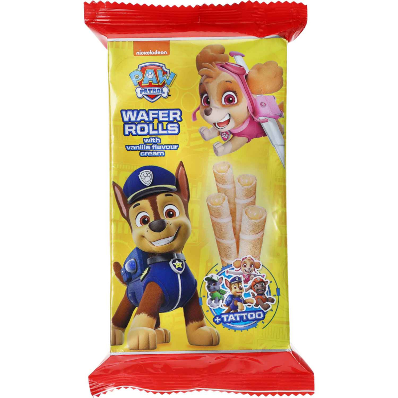  Paw Patrol Wafer Rolls Vanilla Cream + Tattoo 150g 