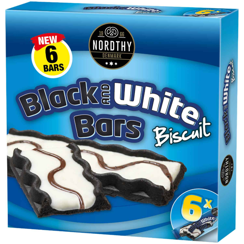  Nordthy Black and White Bars Biscuit 6x25g 
