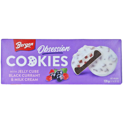 Bergen Obsession Cookies Jelly Cube Black Currant & Milk Cream 128g 