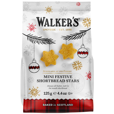  Walker's Mini Festive Shortbread Stars 125g 