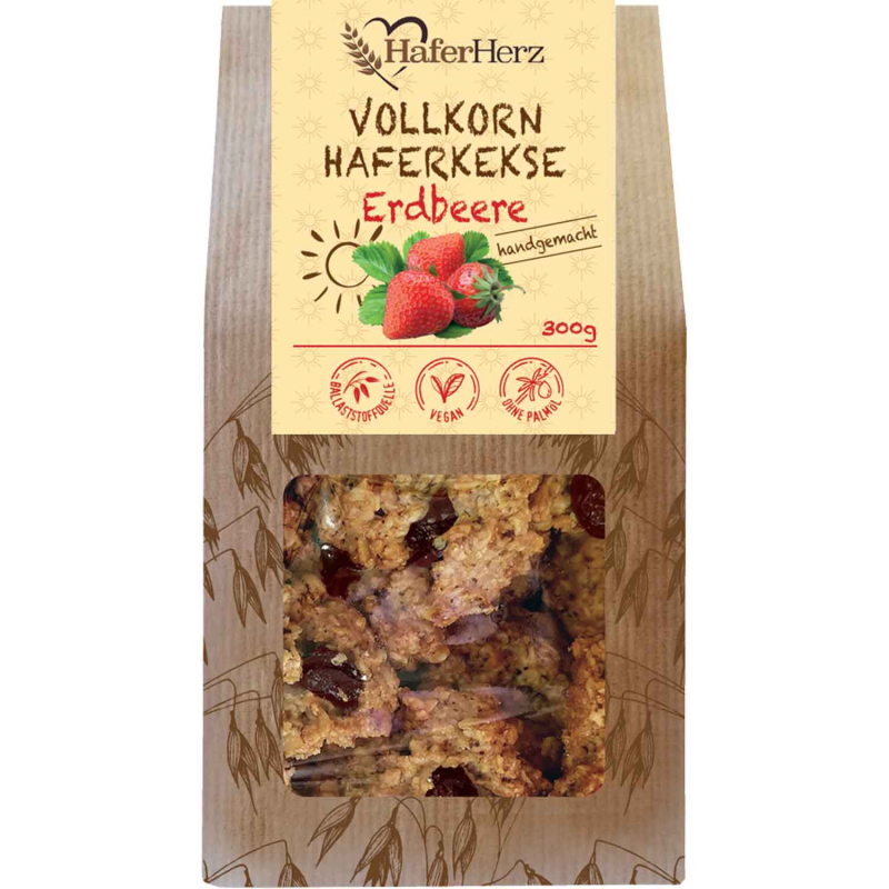 HaferHerz Vollkorn Haferkekse Erdbeere 300g 