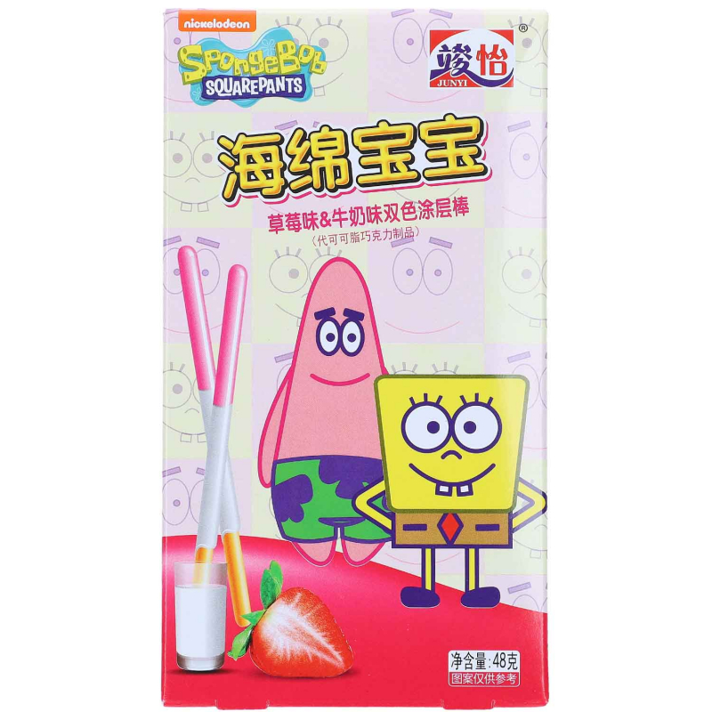  SpongeBob Schwammkopf Coated Sticks Strawberry & Milk 48g 