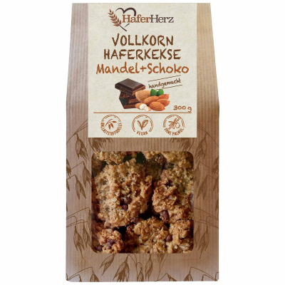  HaferHerz Vollkorn Haferkekse Mandel + Schoko 300g 