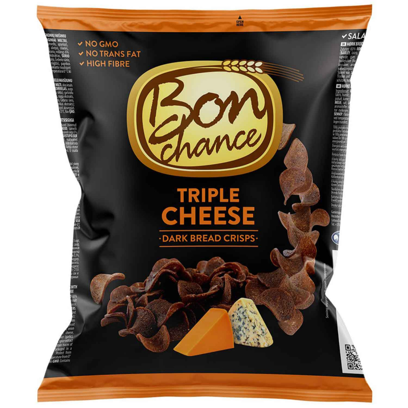  Bon Chance Dark Bread Crisps Triple Cheese 120g 