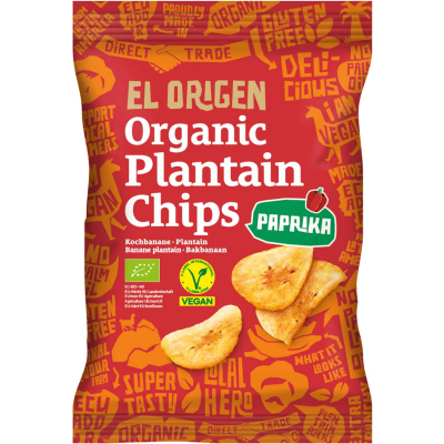  El Origen Organic Plantain Chips Paprika 80g 