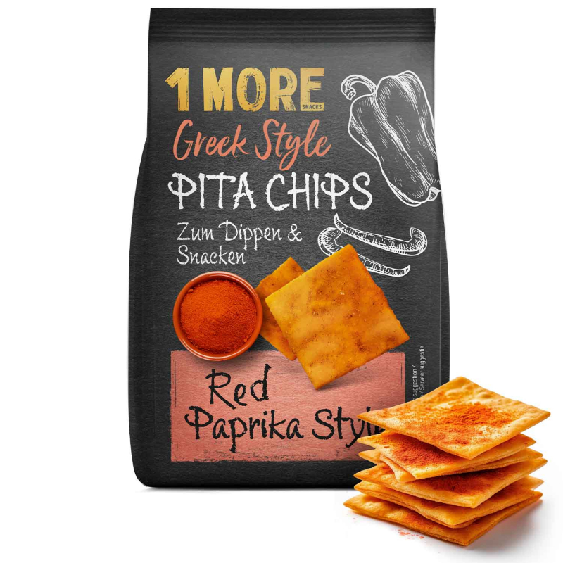  1 More Greek Style Pita Chips Red Paprika Style 90g 