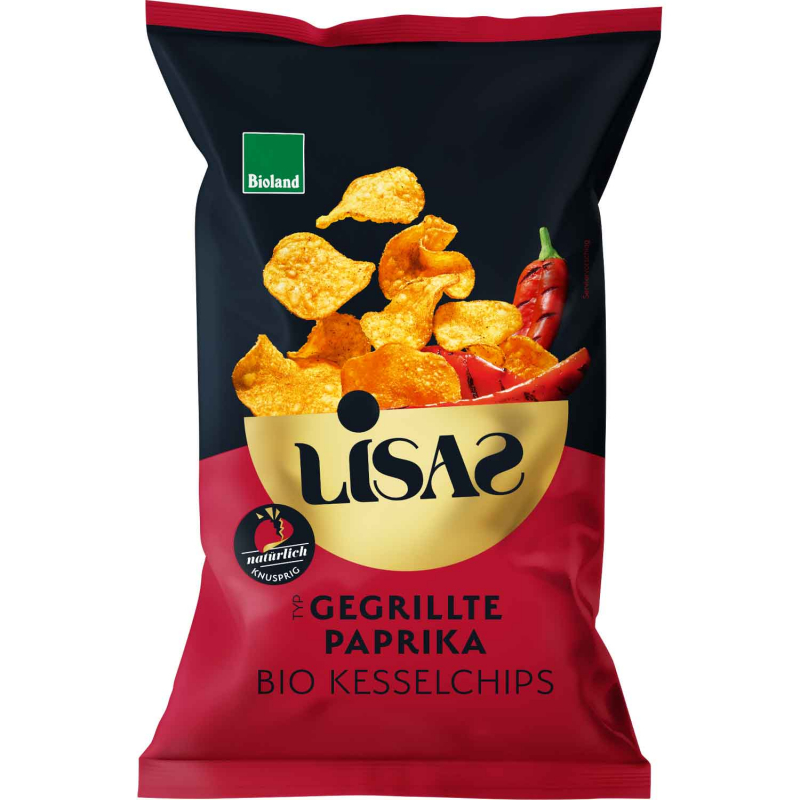  Lisas Bio Kesselchips Typ Gegrillte Paprika 50g 