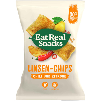  Eat Real Snacks Linsen-Chips Chili und Zitrone 113g 