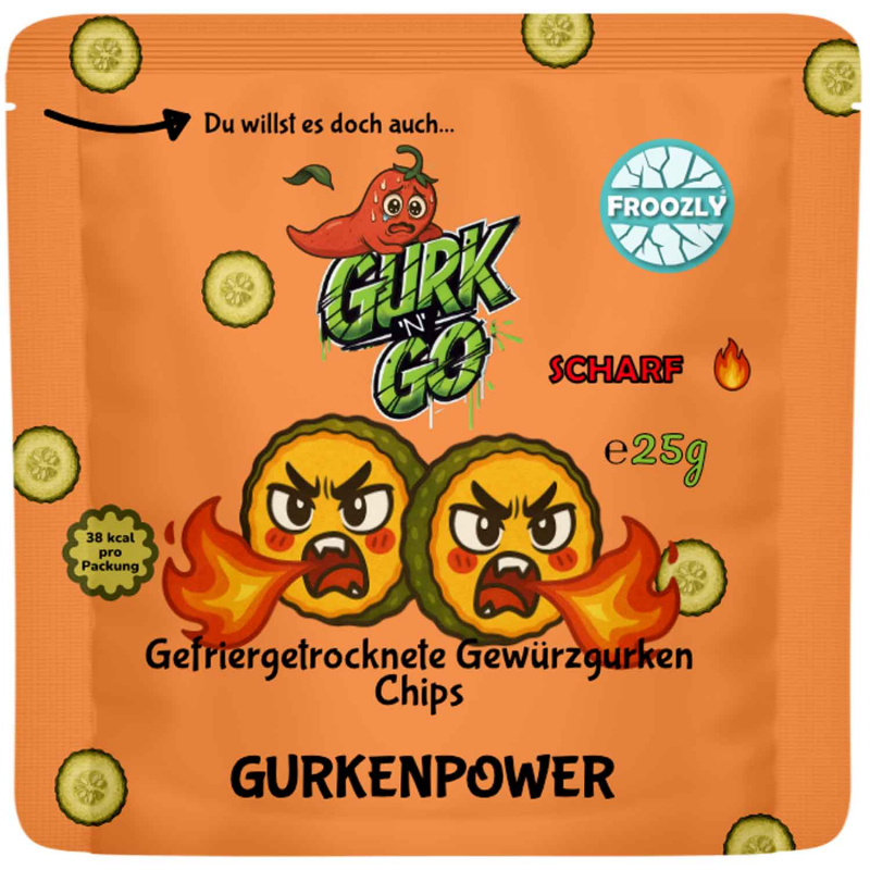  Froozly Gefriergetrocknete Gewürzgurken Chips Scharf 25g 