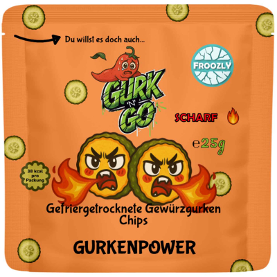  Froozly Gefriergetrocknete Gewürzgurken Chips Scharf 25g 